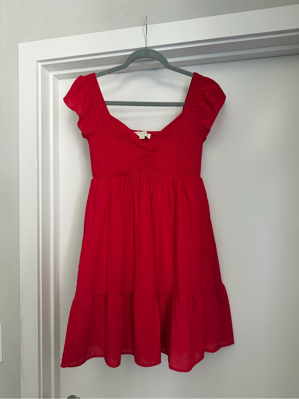 Red Smocked Bodice Dress